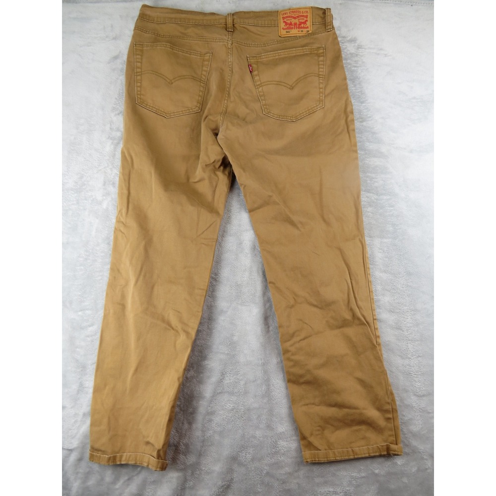 Levis 541 Athletic Taper Pants Mens 36x32 British Khaki Tan Stretch Twill Chino - Picture 3 of 9